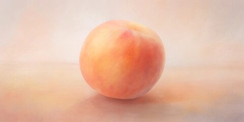 Single Ripe Peach, Soft, Pastel Watercolor Style, Summer Mood