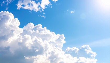 シンプルな晴天、大きな白い雲、綺麗な背景画像