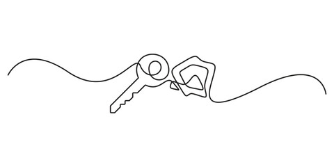 Obraz premium Continuous one line drawing vector illustration of key