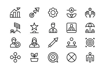 Business growth award success people umbrella target flower plant growth chart arrow