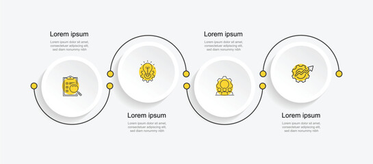 Infographic template vector 4 step concept. Business information graphic with circle journey and lines connection.