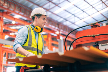 Smart professional Caucasian quality control,Industrial,factory engineer,technician,worker man in...