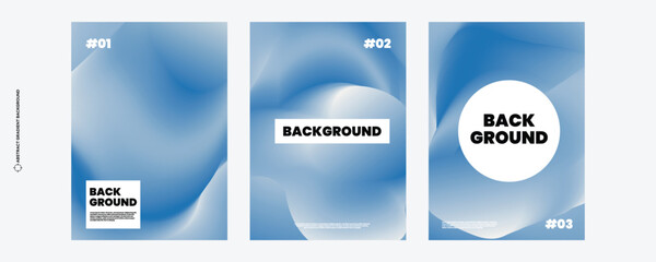 Abstract soft blue gradient poster background vector set. Minimalist cover template gradient color. Ideal design for social media, cover, banner, flyer, music, ads.