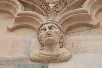 Detail of the Milan Cathedral, ancient cathedral church in the center of Milan, Italy, Europe