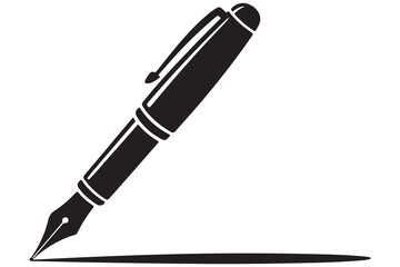 Black fountain pen vector minimalist silhouette icon illustration with white background
