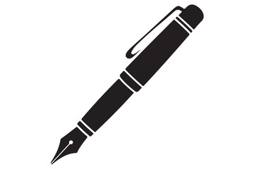 Black fountain pen vector minimalist silhouette icon illustration with white background
