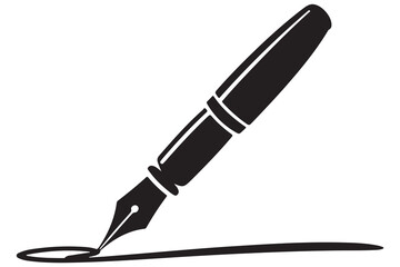 Black fountain pen vector minimalist silhouette icon illustration with white background
