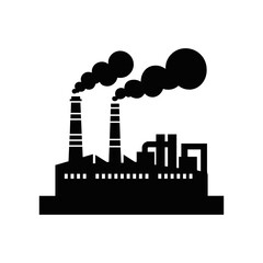 Industrial Emissions: A stark black and white illustration of a factory, billowing dark smoke from its towering stacks, symbolizing the environmental consequences of industrial processes.