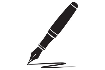 Black fountain pen vector minimalist silhouette icon illustration with white background
