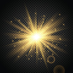 Gold starburst on transparent background