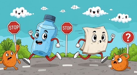 Healthy Choices Water vs. Bread - A Fun Illustration for Kids