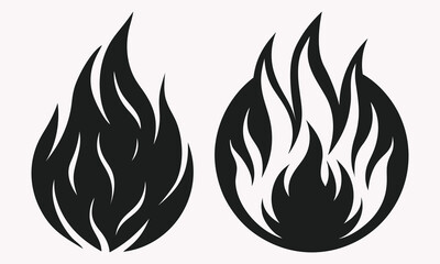 Black Flame Silhouette - Tribal Fire Symbols for Logos, Tattoos and Graphic Designs