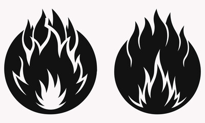 Black Flame Silhouette - Tribal Fire Symbols for Logos, Tattoos and Graphic Designs