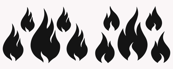 Simple flame illustration - minimal fire silhouette element collection