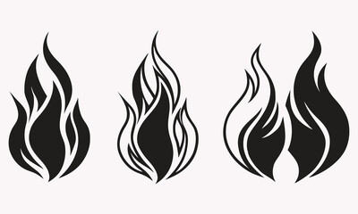 Tribal flame silhouette design - black fire vector symbols and decorations