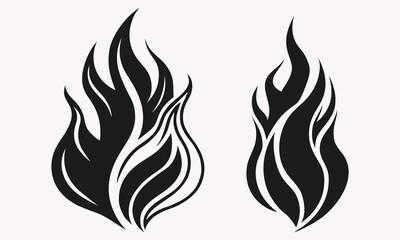 Tribal flame silhouette design - black fire vector symbols and decorations