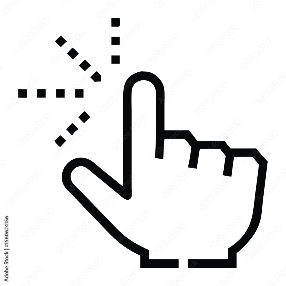 Poster Digital cursor hand pointing with a pixelated arrow representing a click action or selection isolated on white background