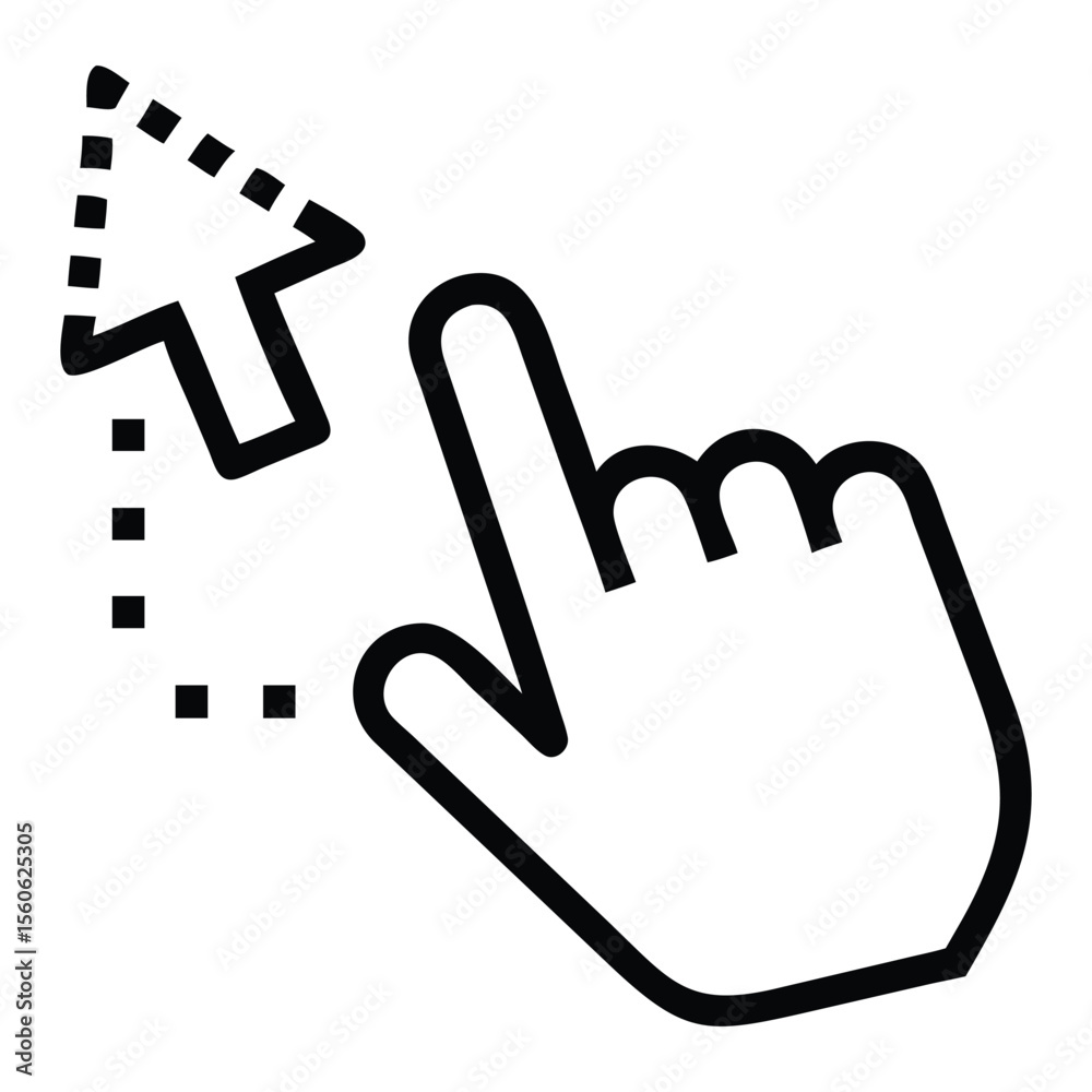 Fototapete Digital hand cursor and mouse pointer icon representing a click action or user interaction isolated on white background