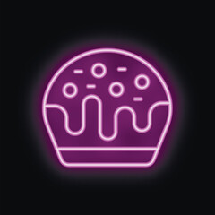 Glowing neon sign of a cupcake with sprinkles, perfect for any bakery or dessert shop