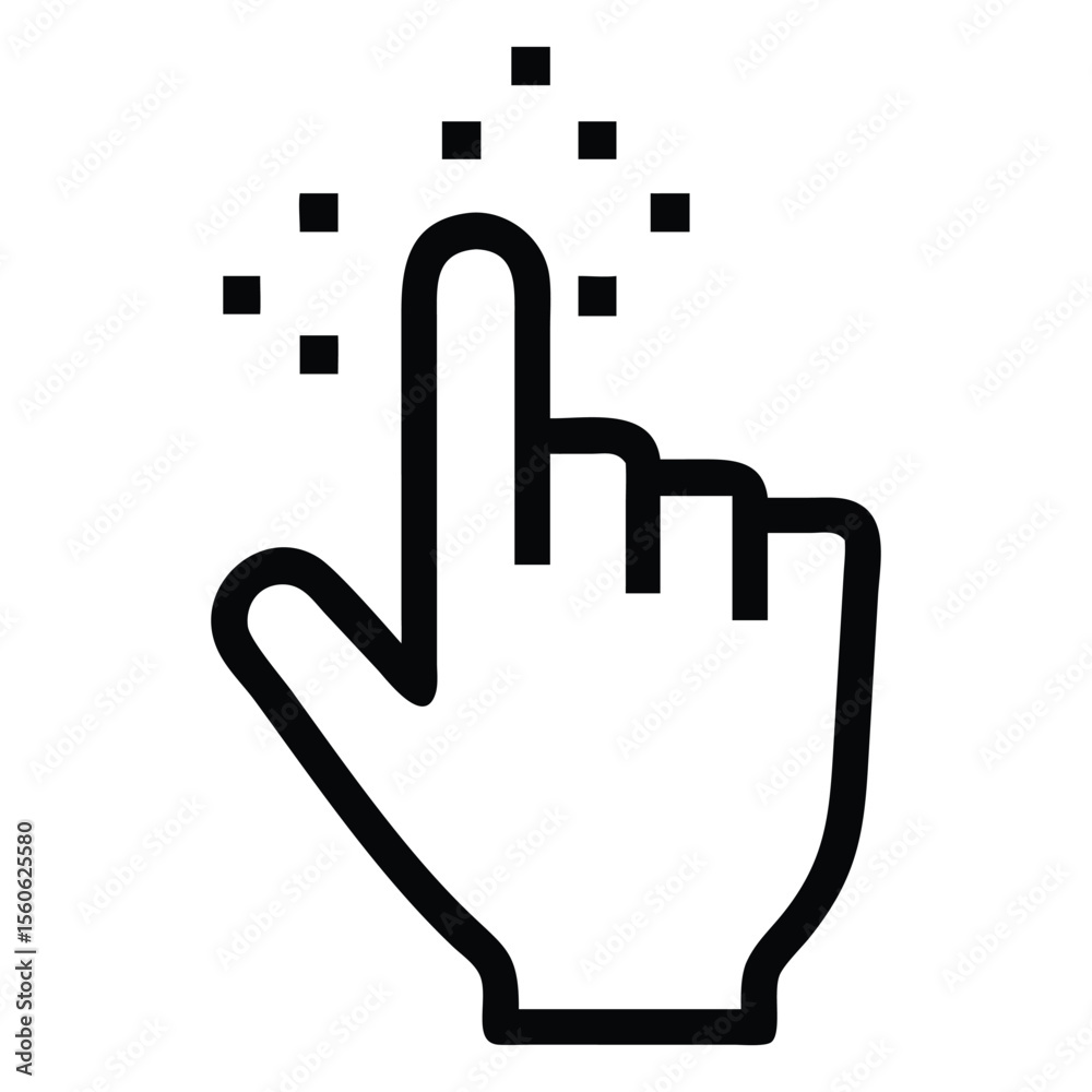 Fototapete Digital cursor hand and arrow pointing representing a computer mouse click action isolated on white background