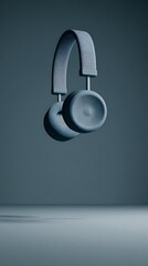 Gray headphones, 3D render