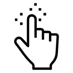 Digital cursor hand and arrow pointing representing a computer mouse click action isolated on white background