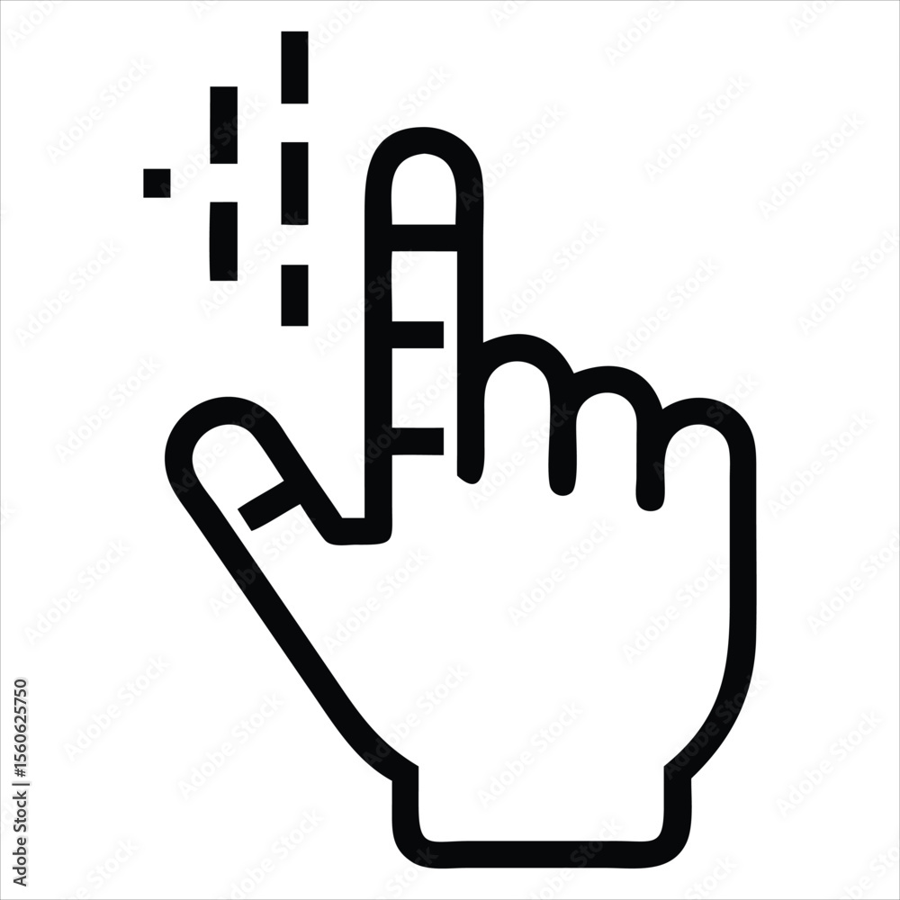 Fototapete Digital cursor hand icon with a pointing finger and mouse click symbol representing user interaction and selection isolated on white background