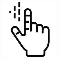 Digital cursor hand icon with a pointing finger and mouse click symbol representing user interaction and selection isolated on white background