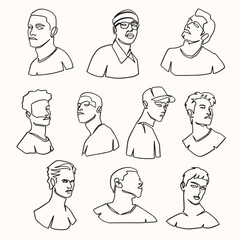 Men Line Art Collection Vector