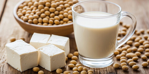 Quality soy milk and tofu made from fresh soybeans Generative AI