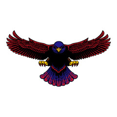 Obraz premium Majestic Eagle Illustration with Striking Colors and Bold Outline Ready to Pounce Embodying Strength and Freedom