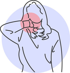 Young man feeling uncomfortable pain on the side of his neck