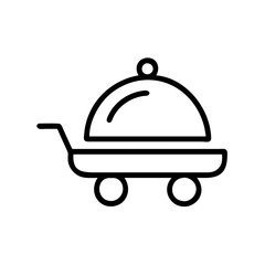 Obraz premium Food service cart with cloche icon in minimalistic style 