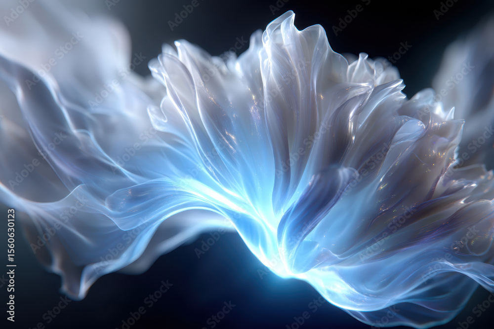 Poster ethereal light flows in mesmerizing patterns against a dark backdrop creating a dreamlike effect