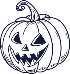 Scary jack-o'-lantern pumpkin with a spooky carved face, a classic symbol of Halloween and autumn celebrations