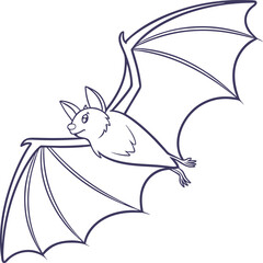 Cute cartoon vector art illustration of a happy bat and bunny with a pumpkin and butterfly