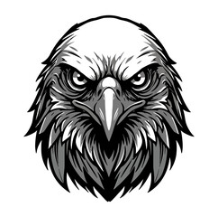 Intense Eagle Head Illustration with Piercing Gaze a Symbol of Strength and Freedom in Striking Black and White Graphics