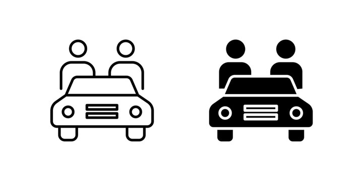 Modern carpool ride sharing icon set for shared transportation, commuting, and eco-friendly travel. Perfect for urban mobility and community apps.