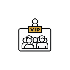 VIP pass icon graphic with stylized people.