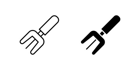 Essential garden fork tool icon set for digging, landscaping, and soil cultivation. Useful for gardening and agriculture tasks.
