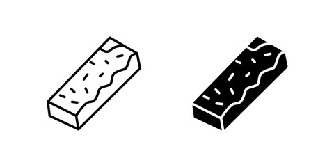 Healthy granola bar icon set representing quick snacks, energy food, and nutrition. Ideal for fitness, diet, and healthy lifestyle themes.