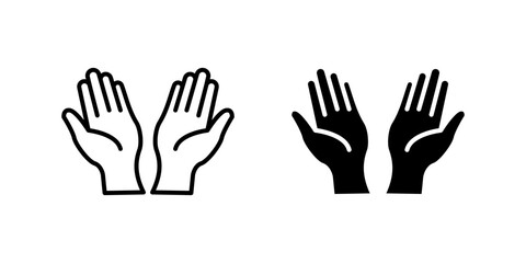 Simple grateful hands icon set symbolizing prayer, thanks, and spirituality. Perfect for blessings, meditation, and religious themes.