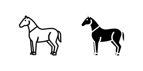 Elegant horse animal icon set representing farms, equestrian sports, and rural life. Great for agriculture, nature, and racing themes.