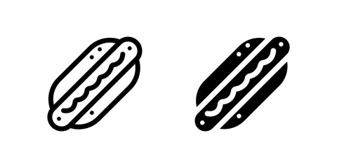 Classic hotdog fast food icon set for street food, snacks, and casual dining. Ideal for restaurants, menus, and culinary themes.