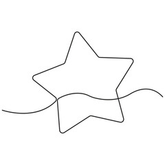 Minimalist One Line Drawing of Three Stars with Wave, Continuous Line Art Design for Celebration, Night Sky, Holiday, Decoration, Modern Art, and Festive Graphic Projects.