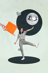 Image poster trend collage of happy girl guy dance weekend chill celebration party relax...