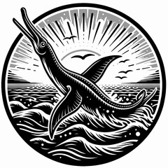 Plesiosaurus Swimming Gracefully in the Prehistoric Ocean