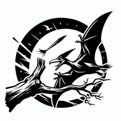 Pteranodon Landing Gracefully on a Prehistoric Branch © Samra