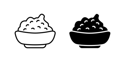Delicious mashed potatoes icon set perfect for food blogs, recipes, and culinary apps.