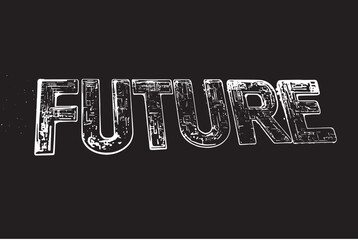 Glowing futuristic FUTURE text circuit board design dark background orange glow digital art tech concept innovation